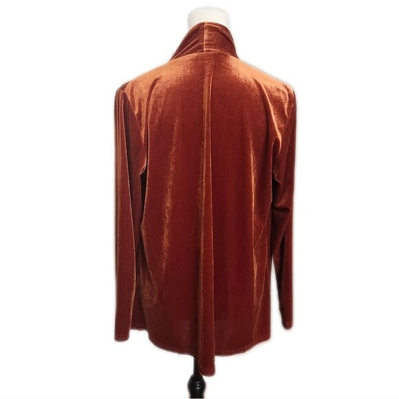 Amazon brand rust colored open front velour cardigan jacket, M - Picture 4 of 8